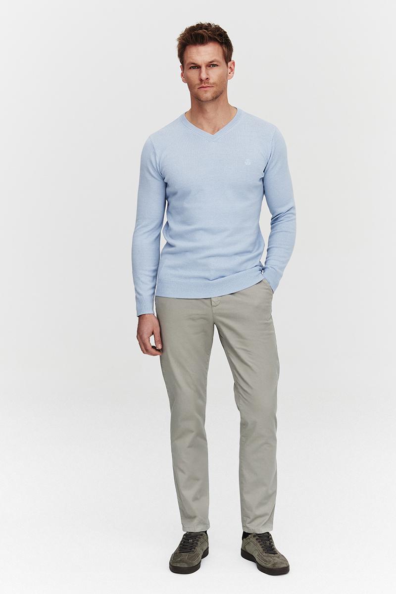 SWETER V NECK ROST BŁĘKITNY