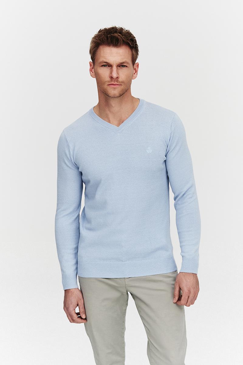 SWETER V NECK ROST BŁĘKITNY