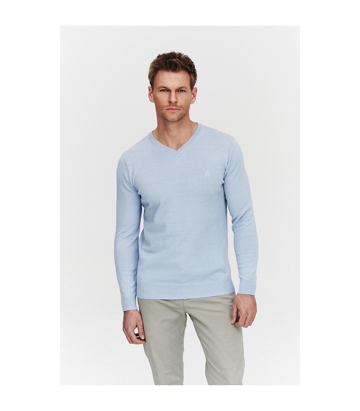 SWETER V NECK ROST BŁĘKITNY