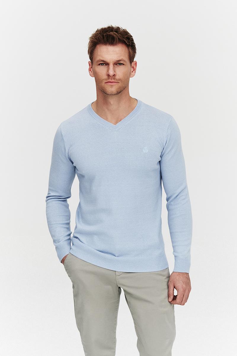 SWETER V NECK ROST BŁĘKITNY