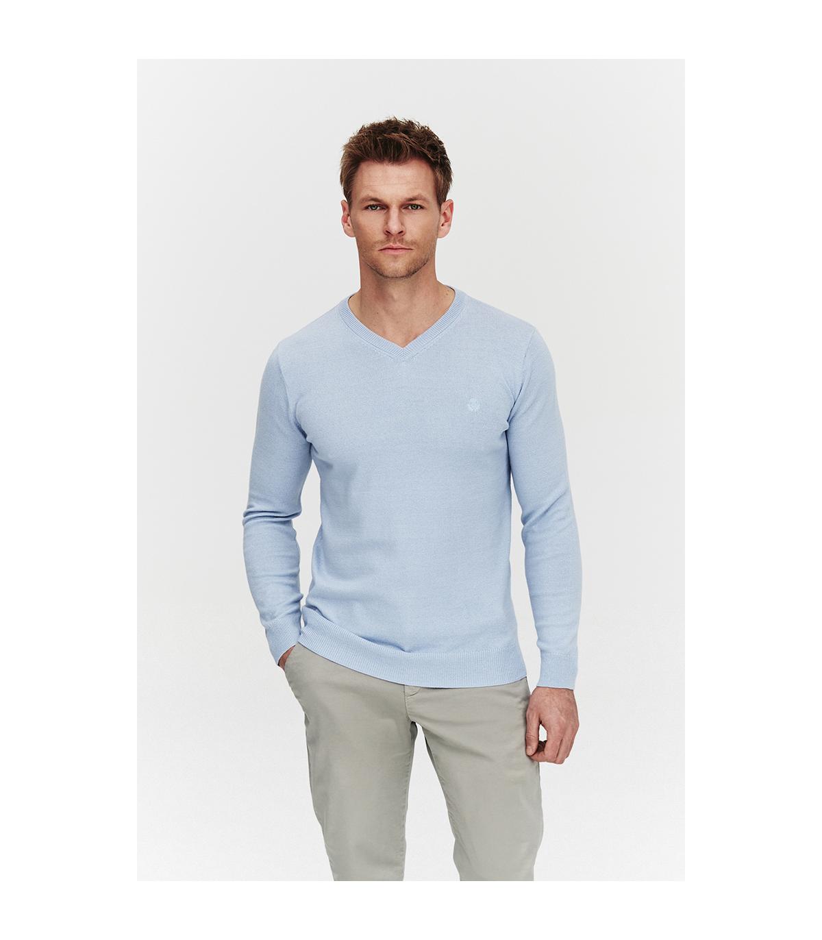 SWETER V NECK ROST BŁĘKITNY