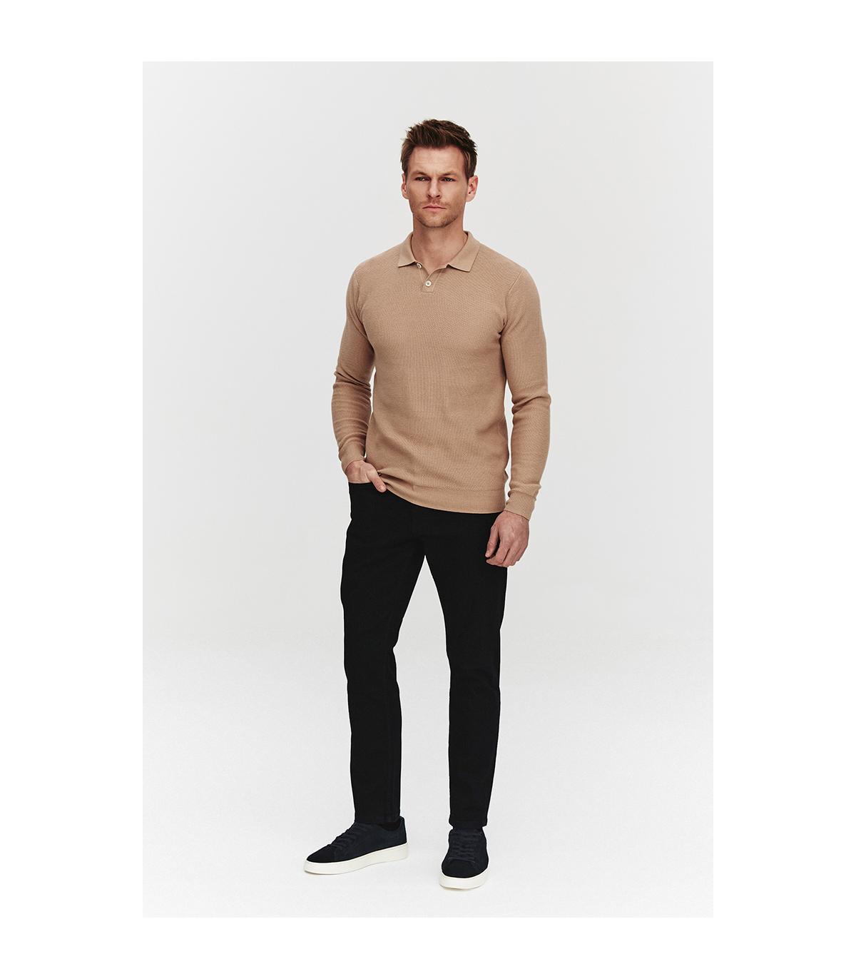 SWETER POLO LORS BEŻOWY