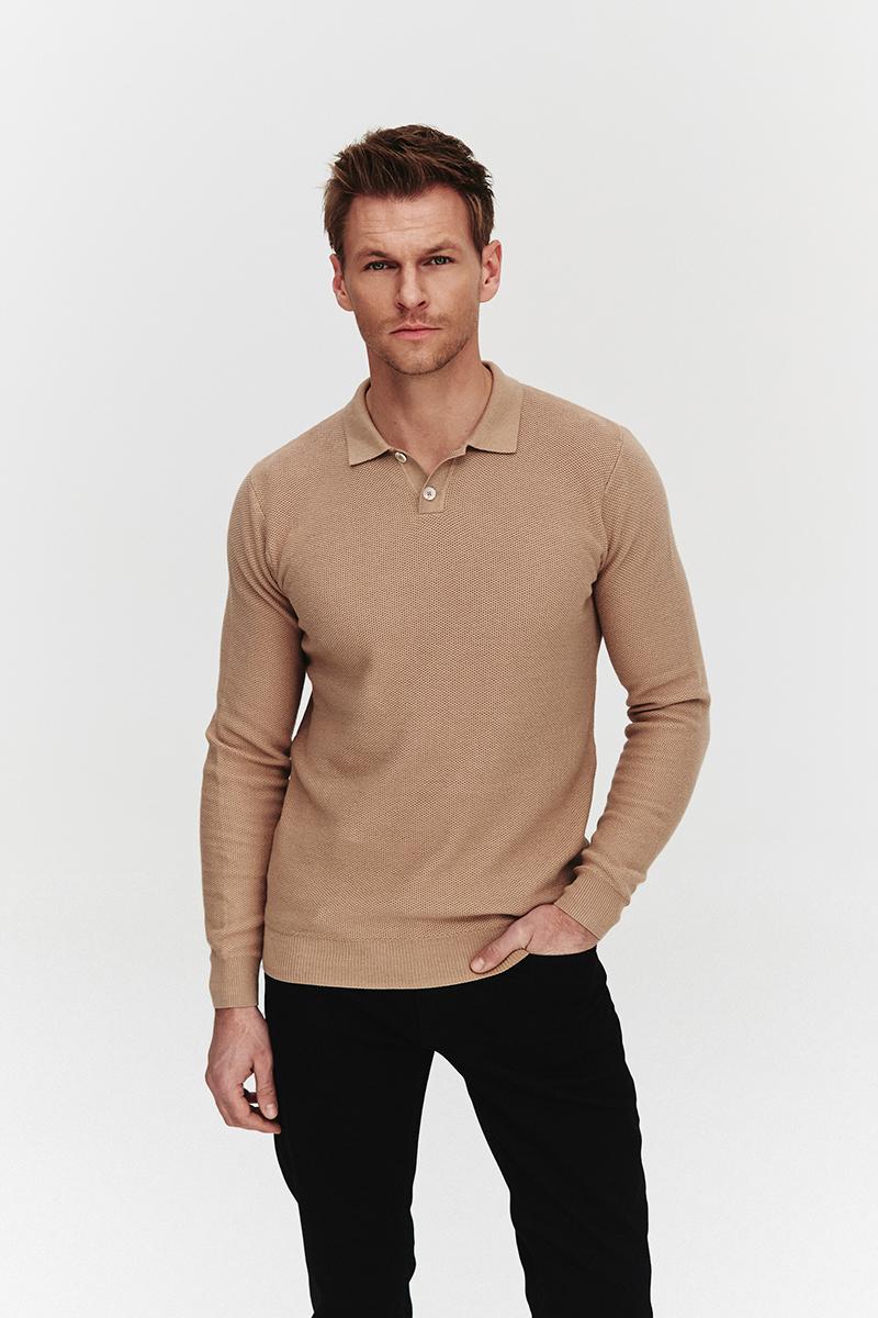 SWETER POLO LORS BEŻOWY
