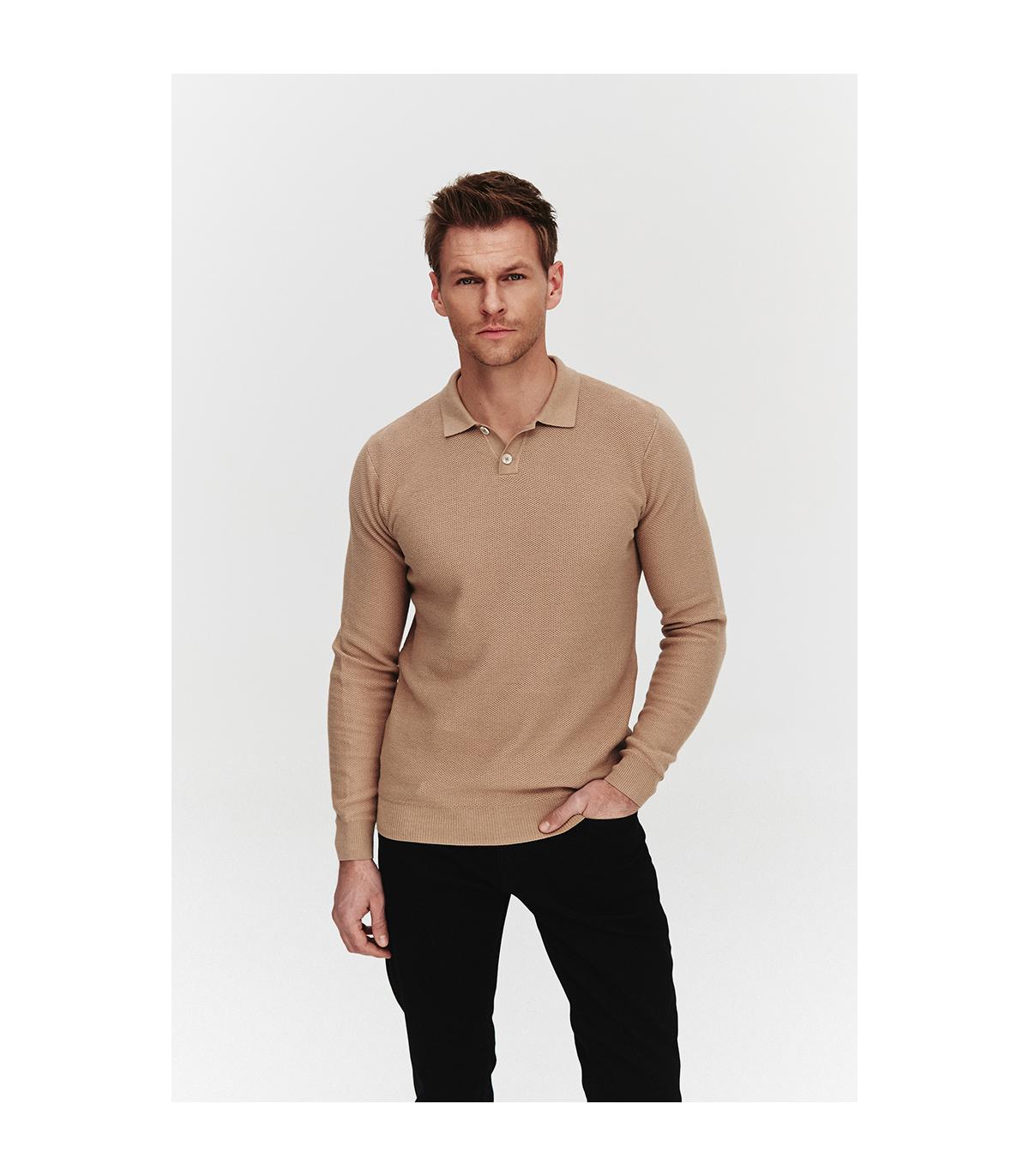 SWETER POLO LORS BEŻOWY