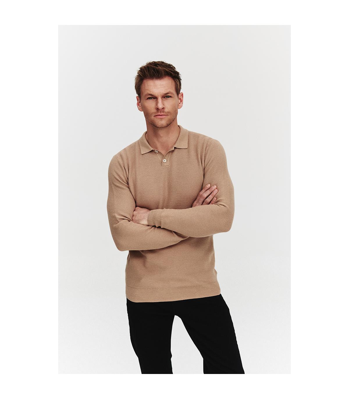 SWETER POLO LORS BEŻOWY