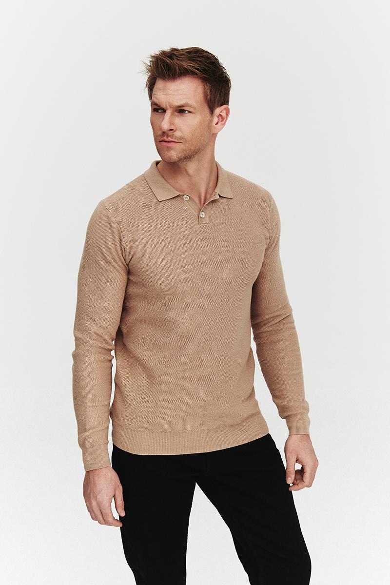 SWETER POLO LORS BEŻOWY