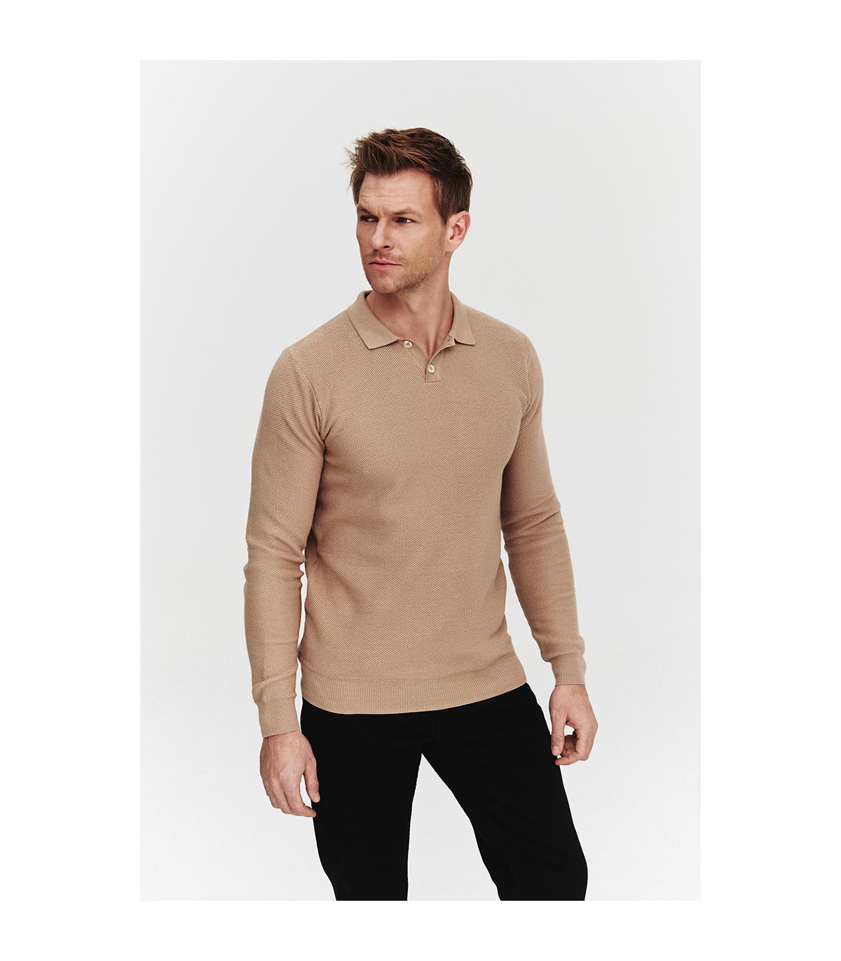 SWETER POLO LORS BEŻOWY