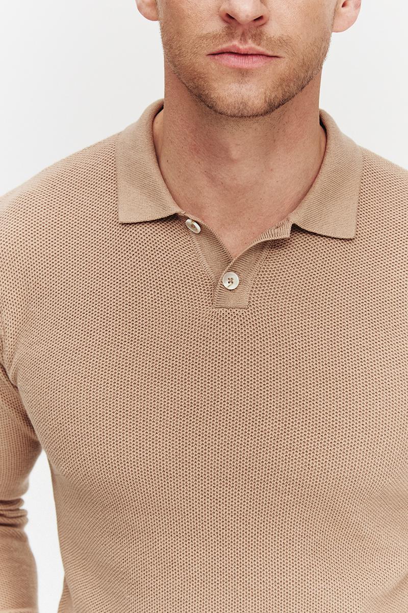 SWETER POLO LORS BEŻOWY