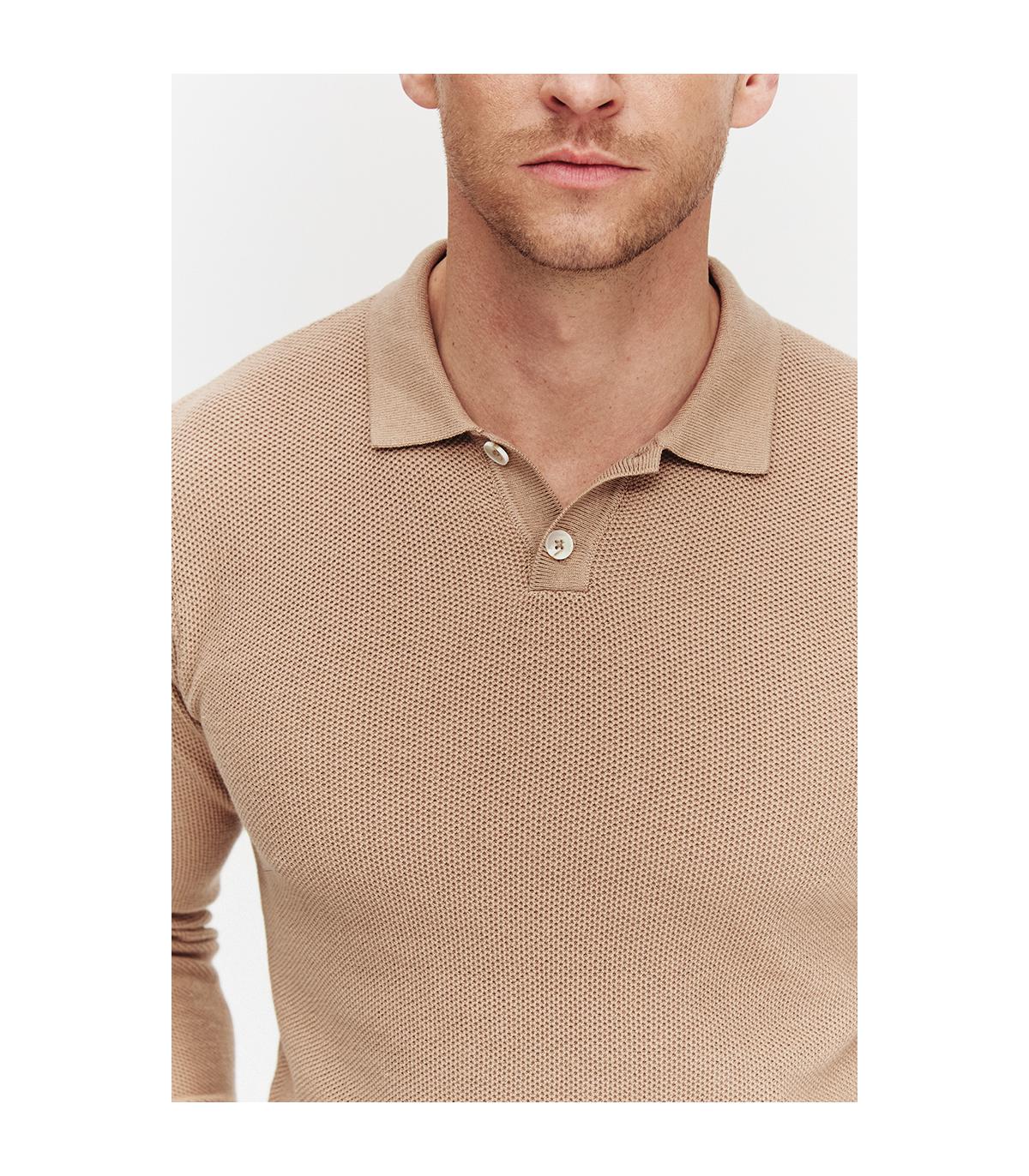 SWETER POLO LORS BEŻOWY