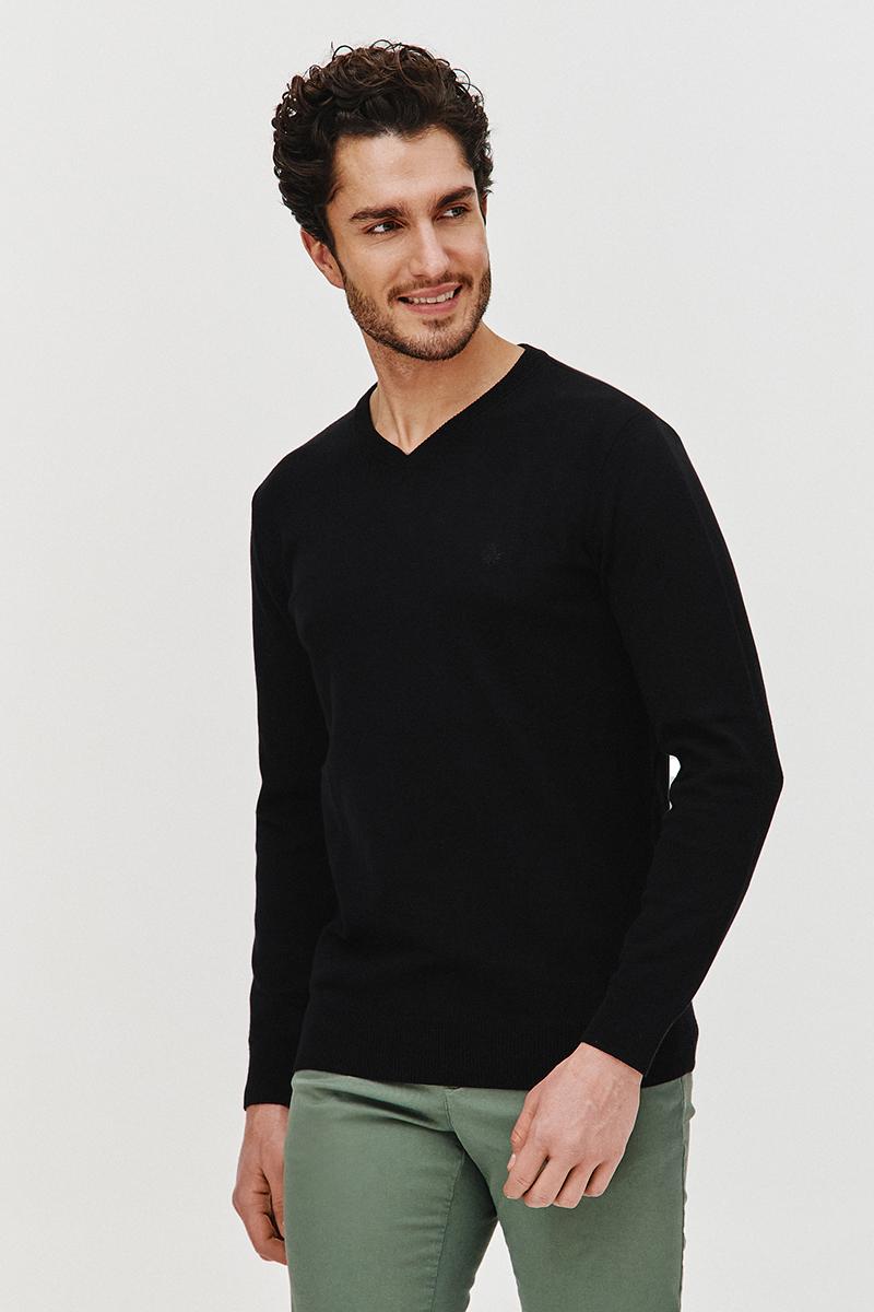 SWETER V NECK ROST CZARNY