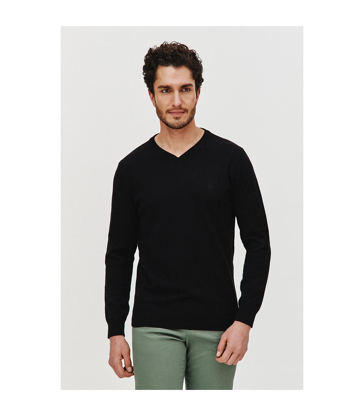 SWETER V NECK ROST CZARNY