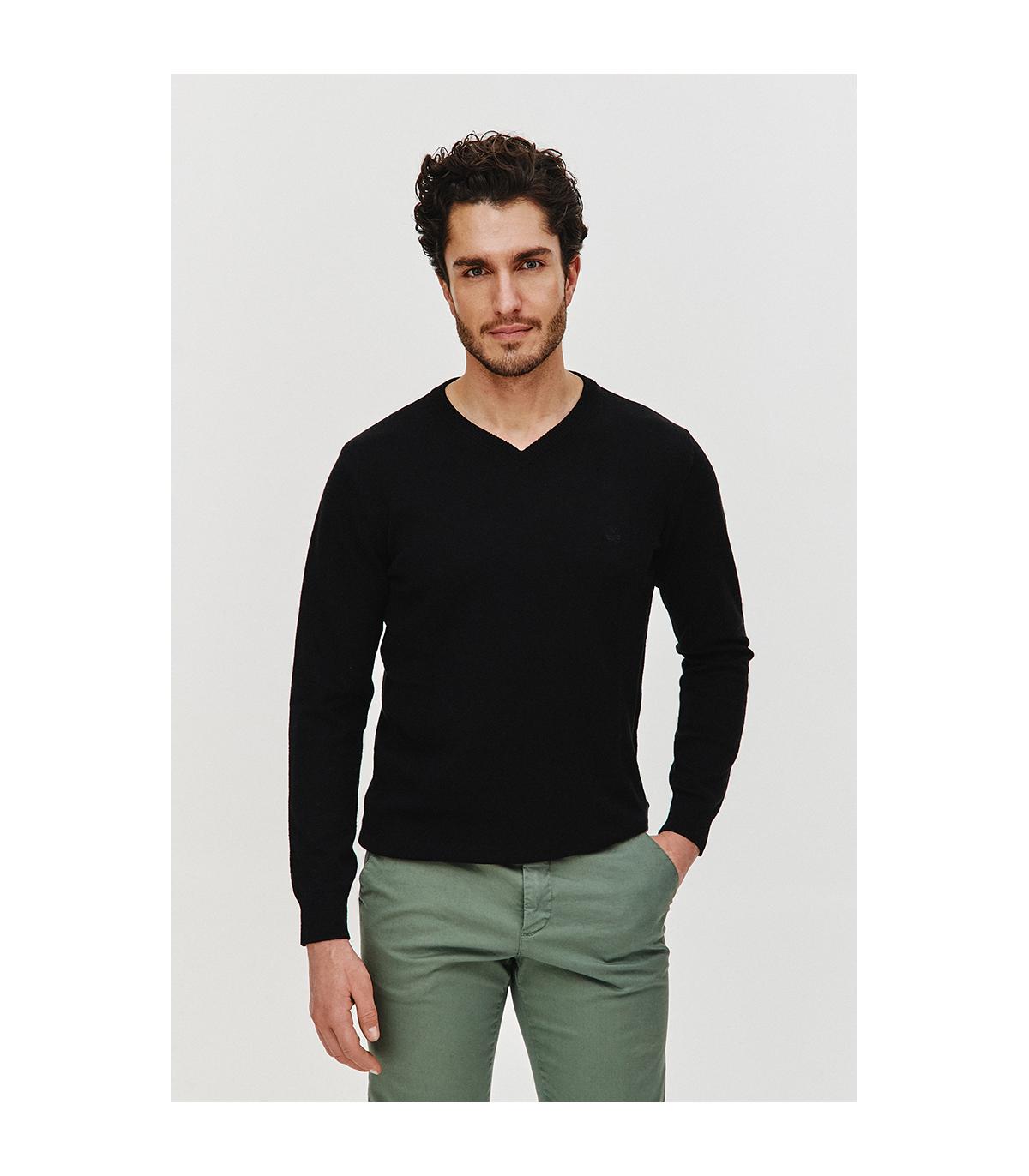 SWETER V NECK ROST CZARNY