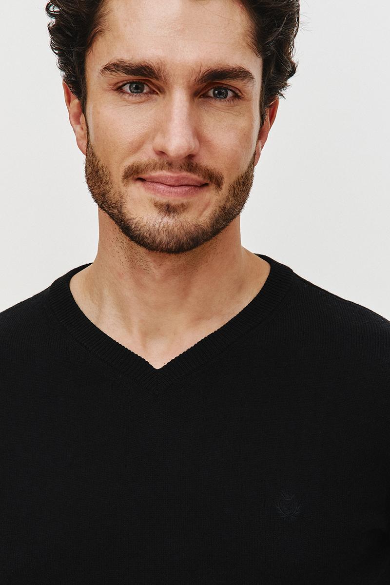 SWETER V NECK ROST CZARNY