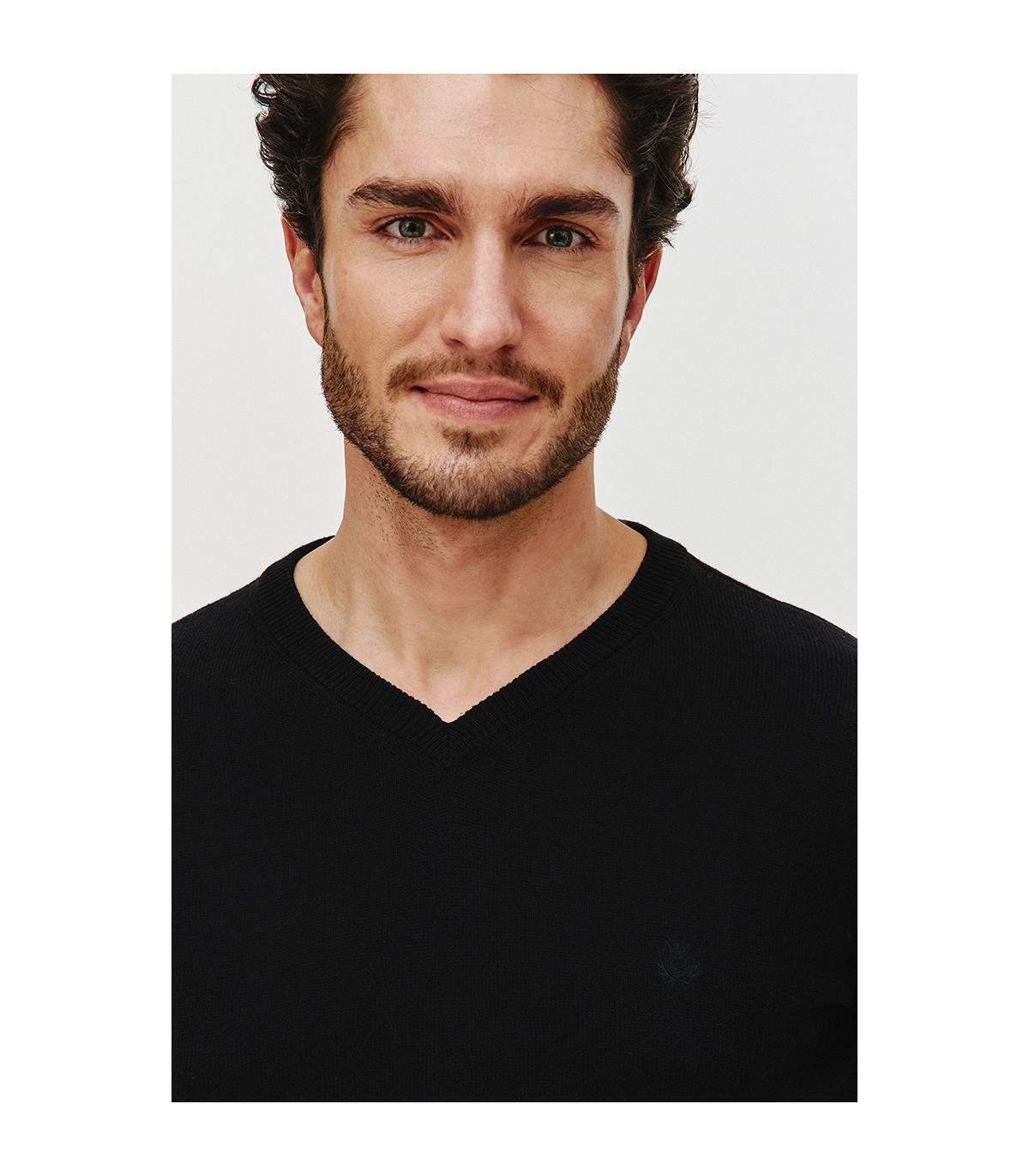 SWETER V NECK ROST CZARNY