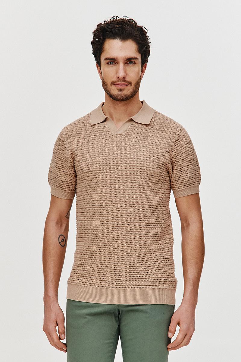 POLO DZIANINOWE DOTO BEŻ