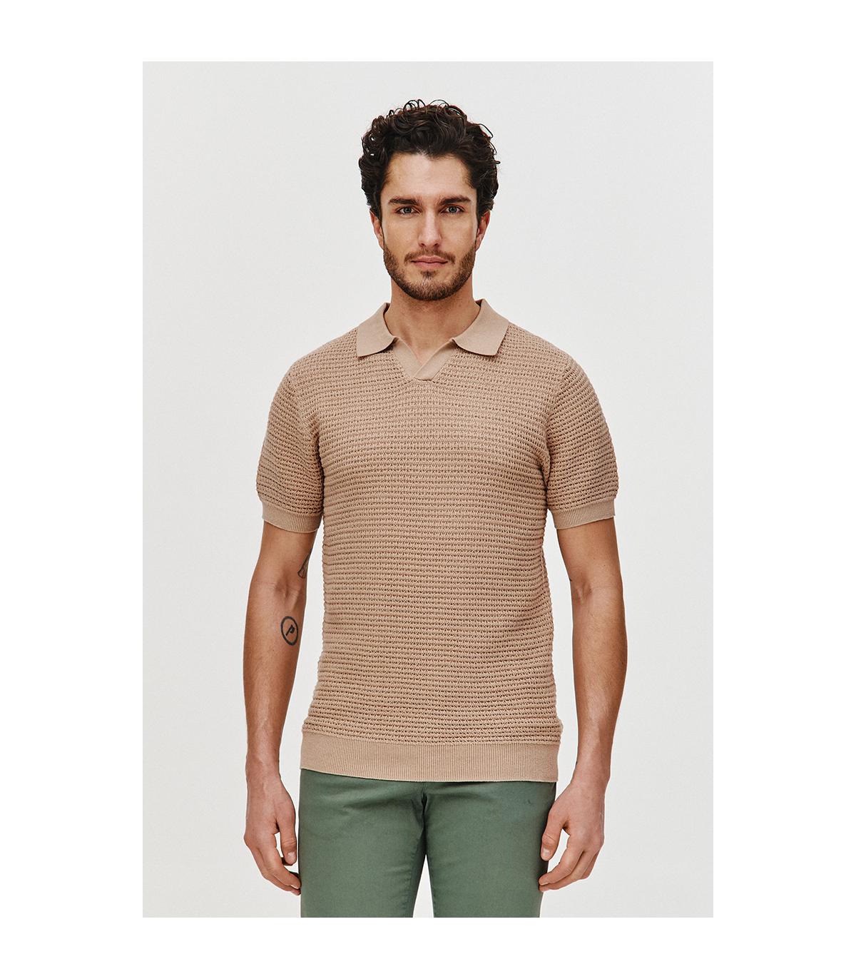 POLO DZIANINOWE DOTO BEŻ