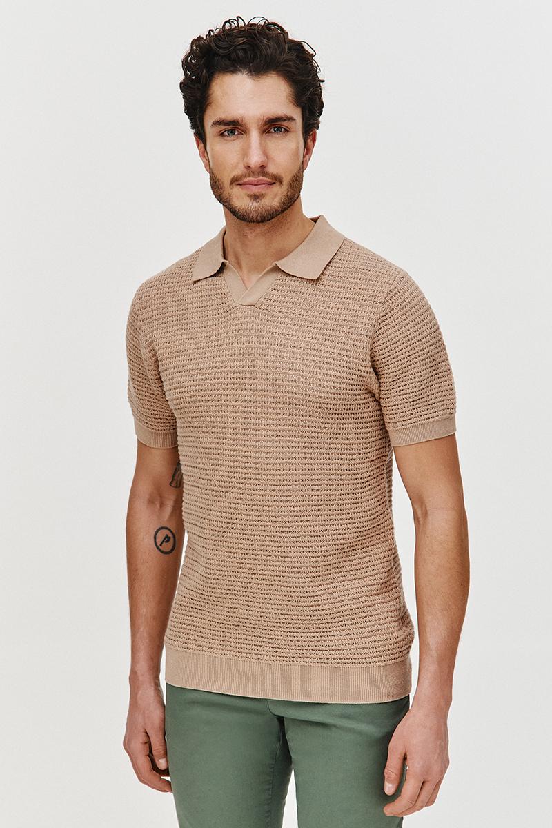 POLO DZIANINOWE DOTO BEŻ