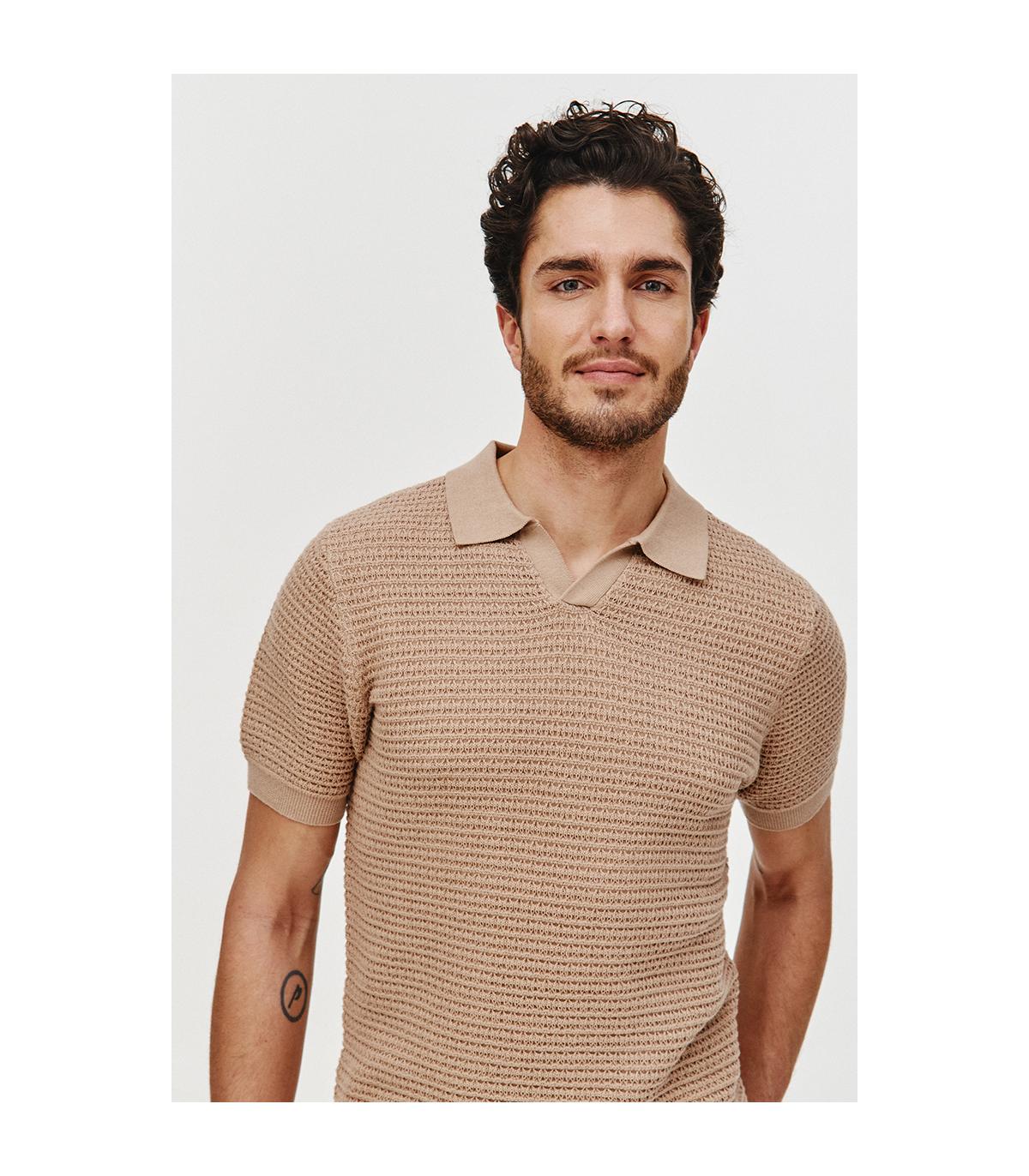 POLO DZIANINOWE DOTO BEŻ