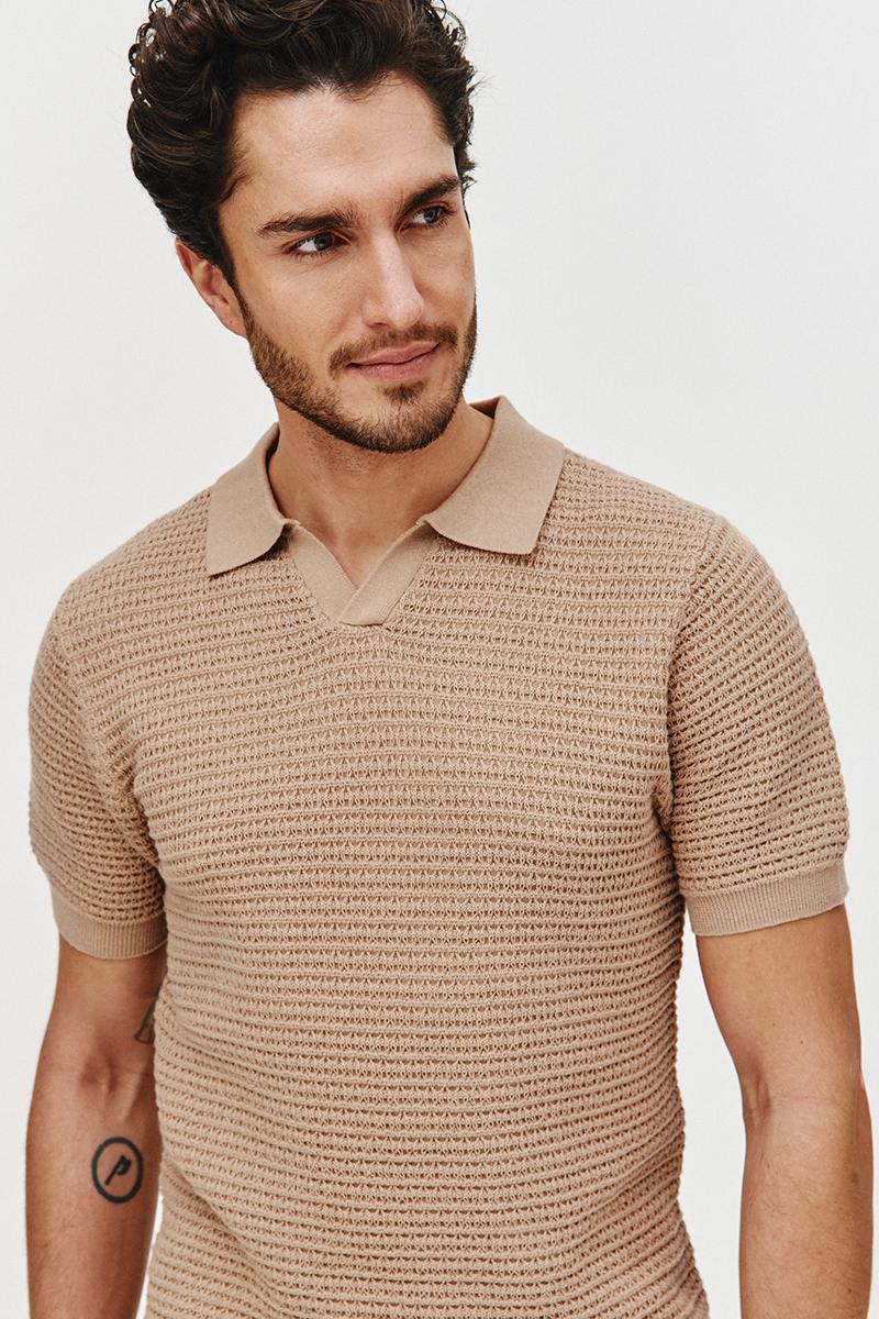 POLO DZIANINOWE DOTO BEŻ