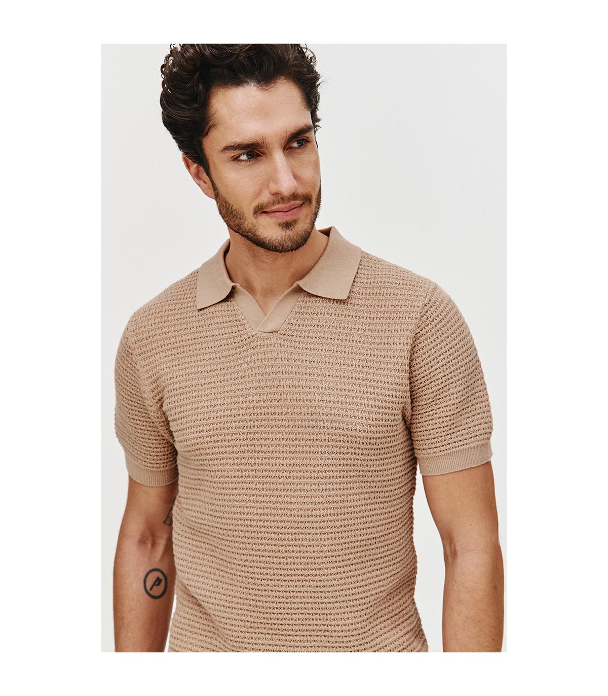 POLO DZIANINOWE DOTO BEŻ