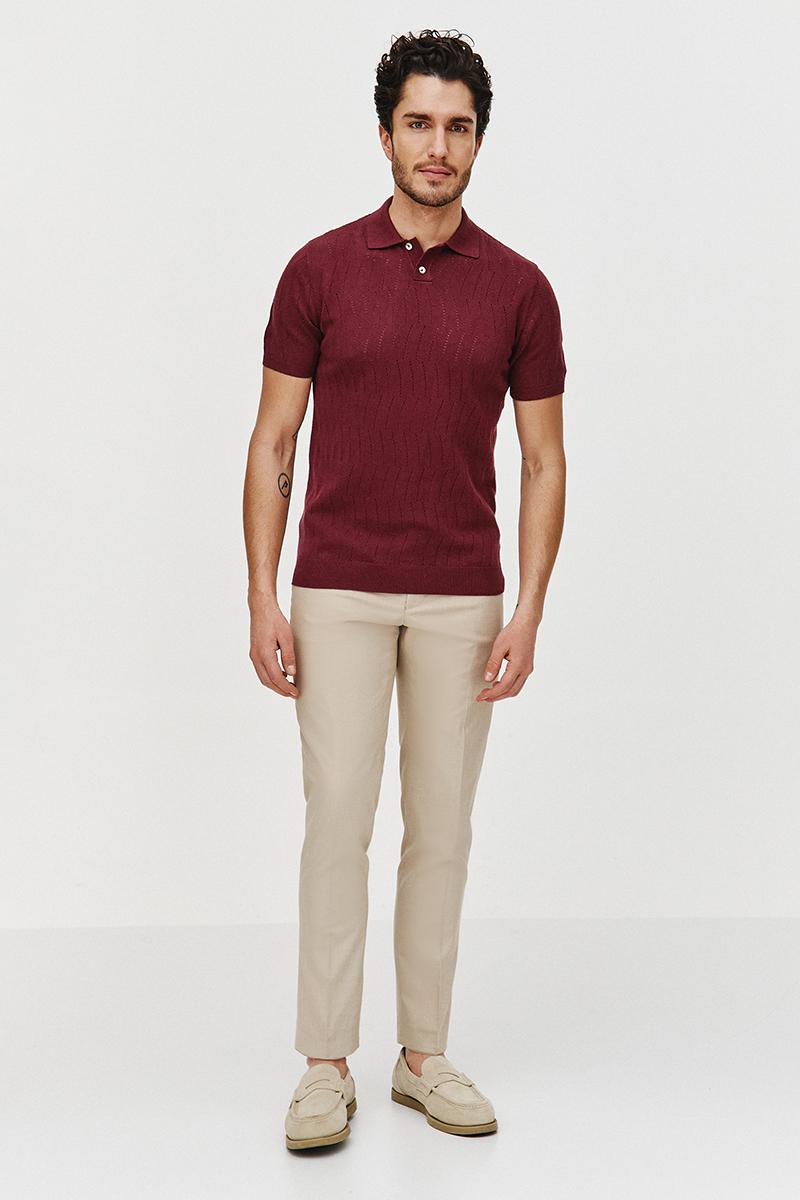 POLO DZIANINOWE HOLE BORDOWE