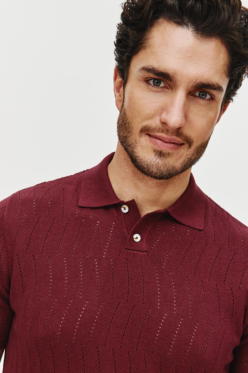 POLO DZIANINOWE HOLE BORDOWE