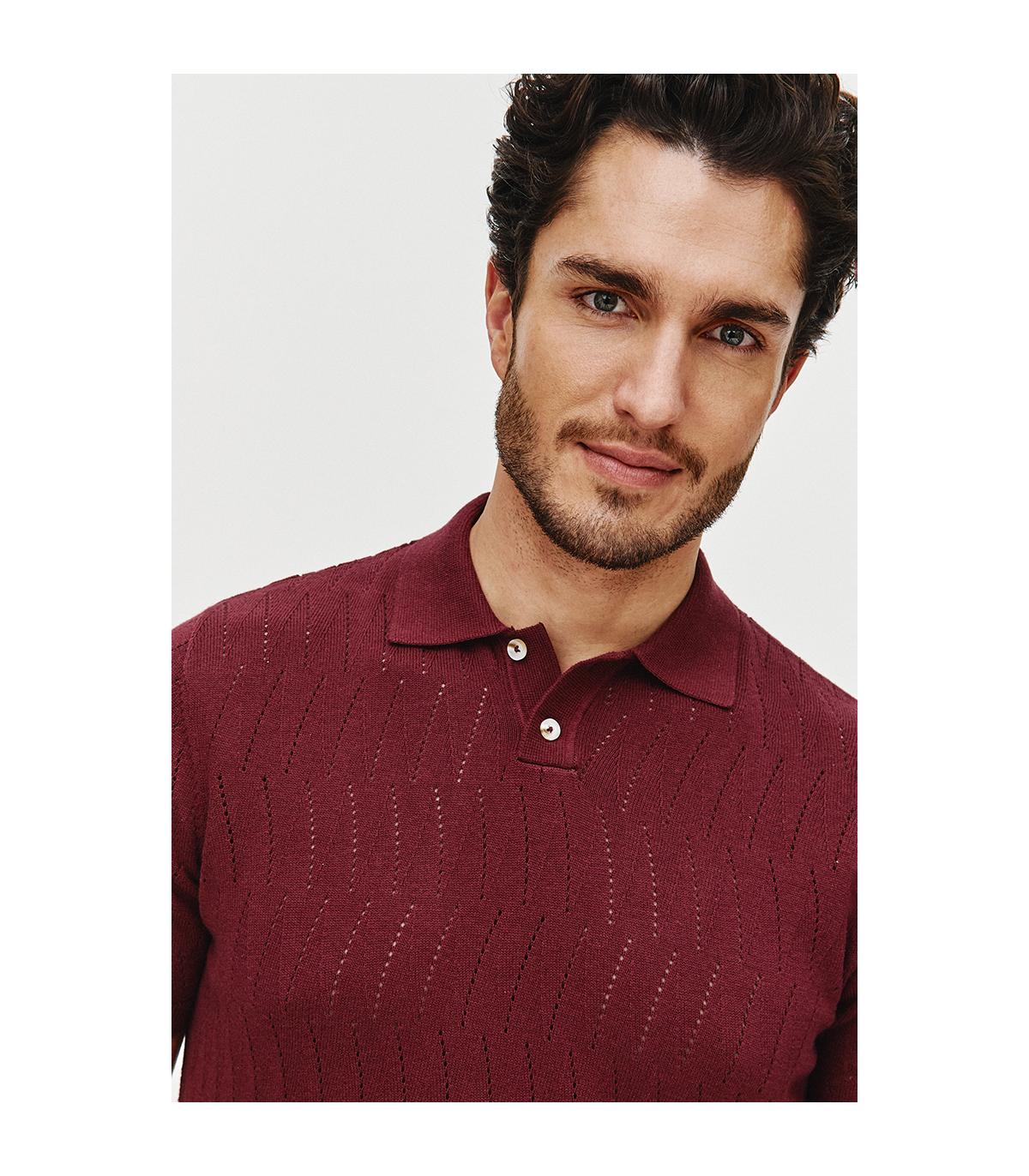 POLO DZIANINOWE HOLE BORDOWE