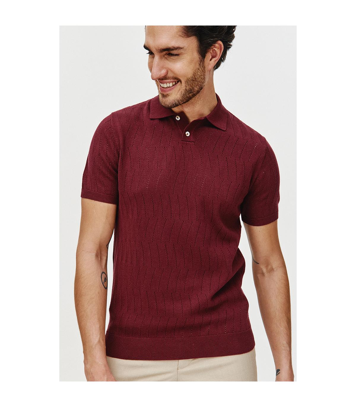 POLO DZIANINOWE HOLE BORDOWE