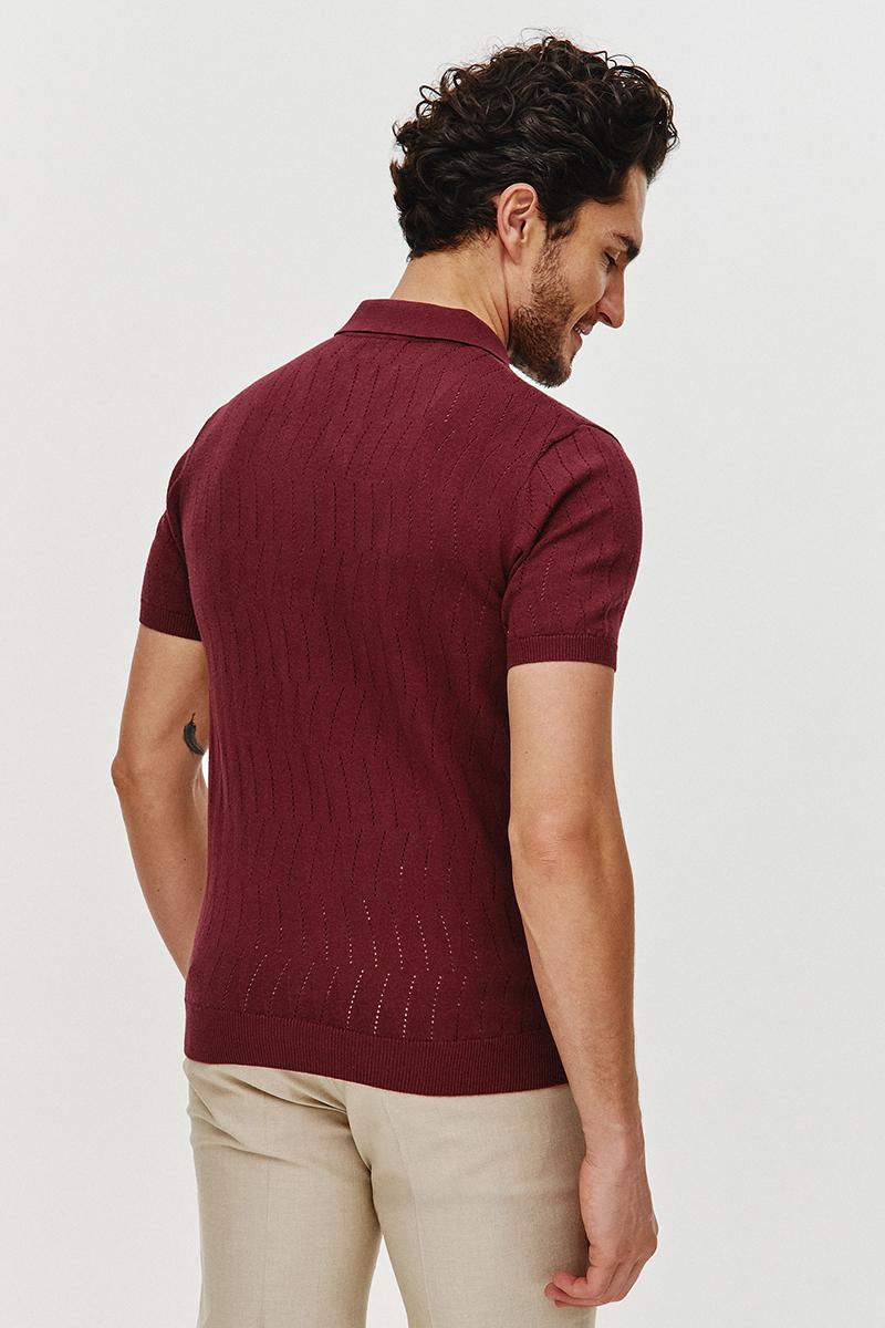 POLO DZIANINOWE HOLE BORDOWE