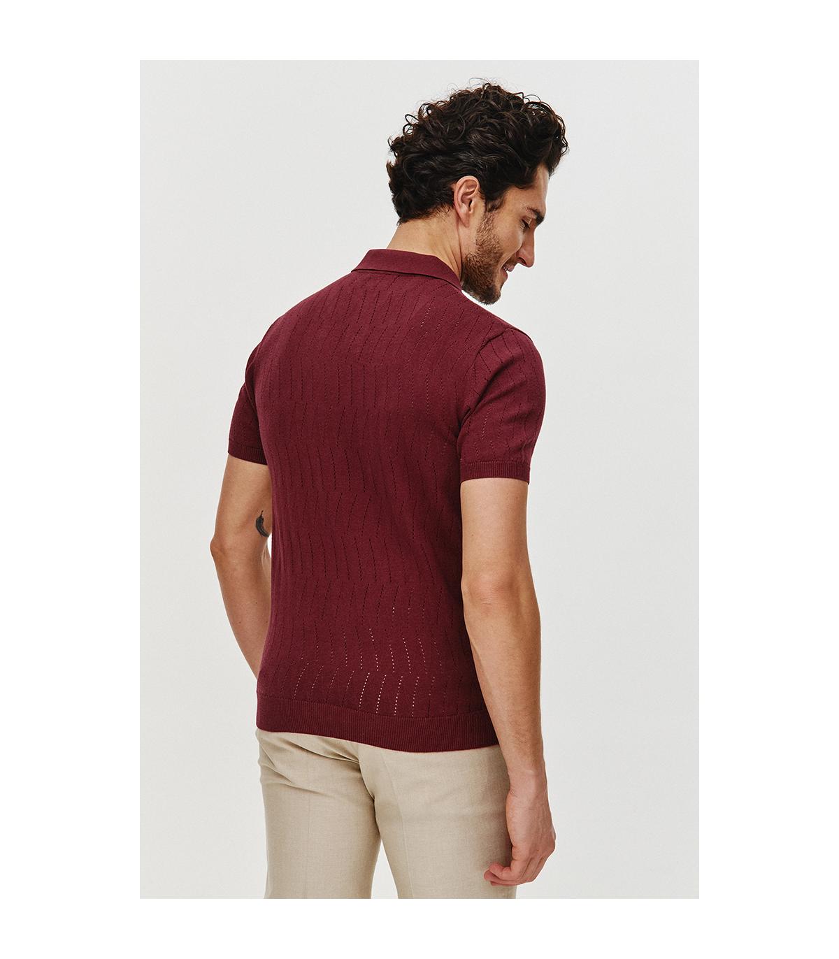 POLO DZIANINOWE HOLE BORDOWE