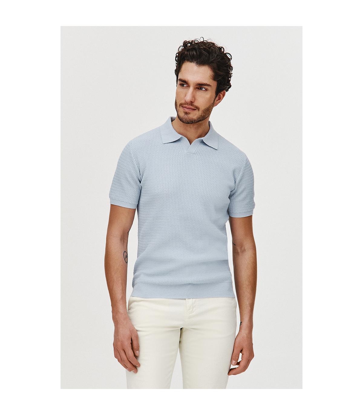 POLO DZIANINOWE WESO BŁĘKIT