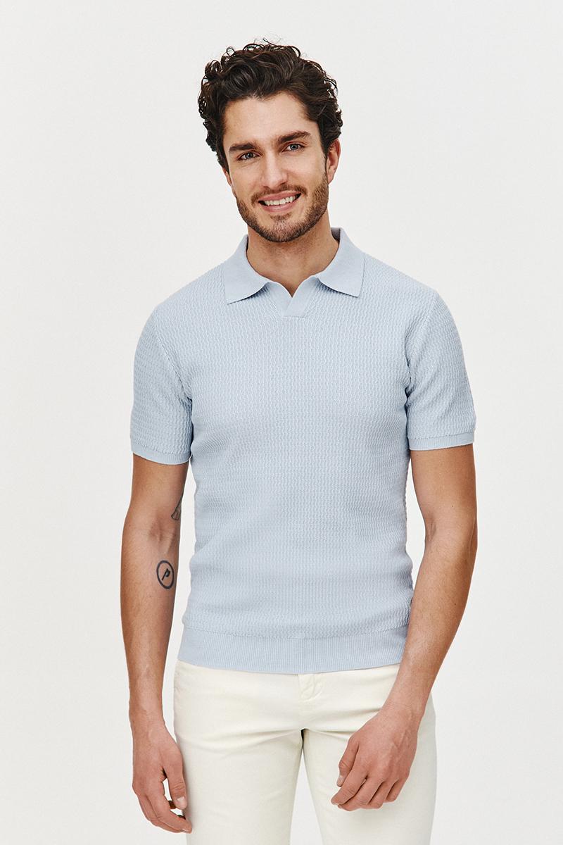 POLO DZIANINOWE WESO BŁĘKIT