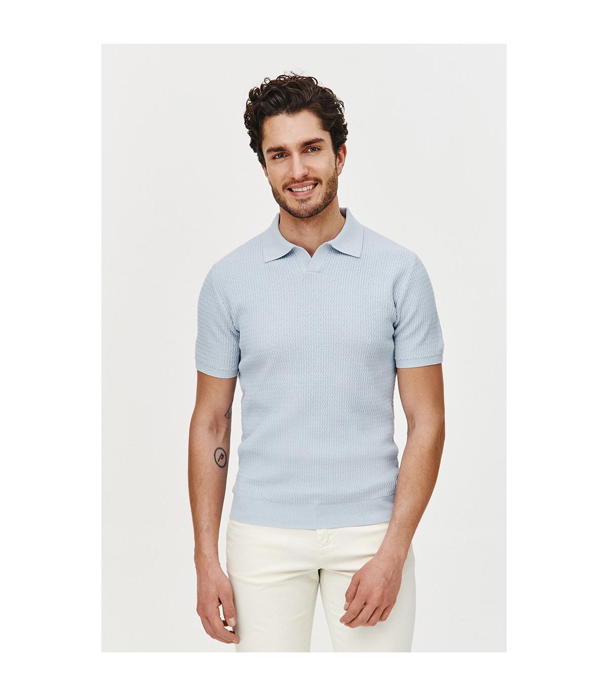 POLO DZIANINOWE WESO BŁĘKIT