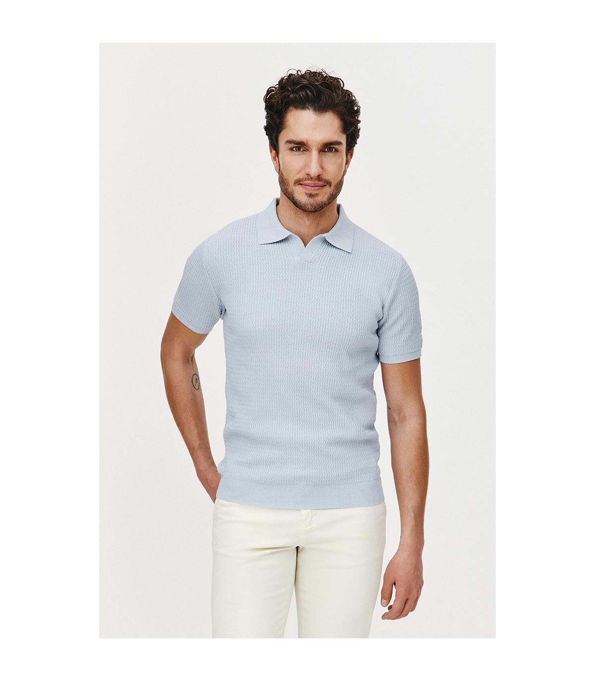 POLO DZIANINOWE WESO BŁĘKIT