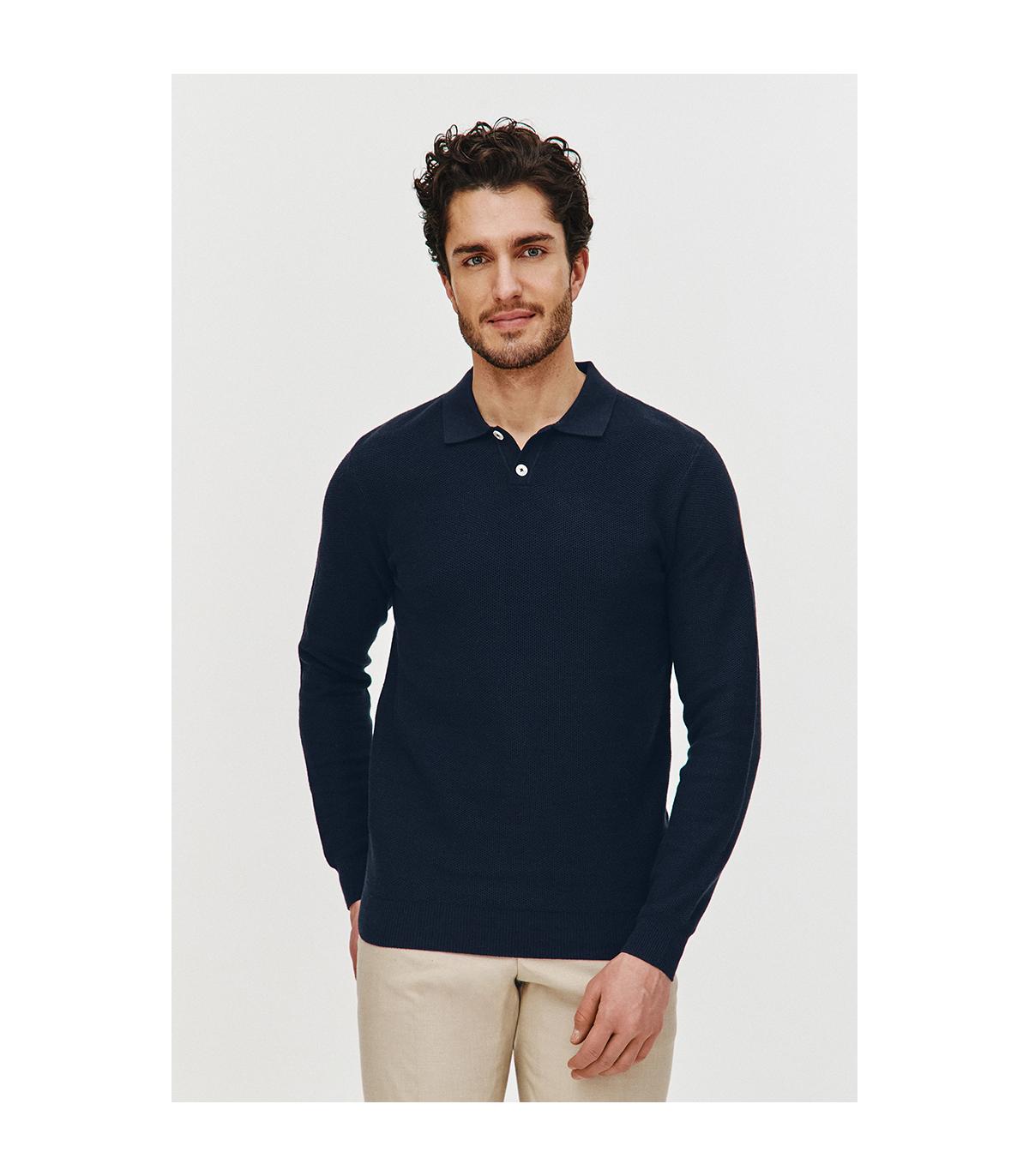 SWETER POLO LORS GRANATOWY