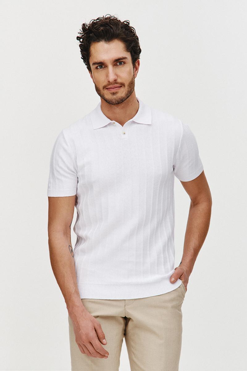 POLO DZIANINOWE STRIS BIAŁE