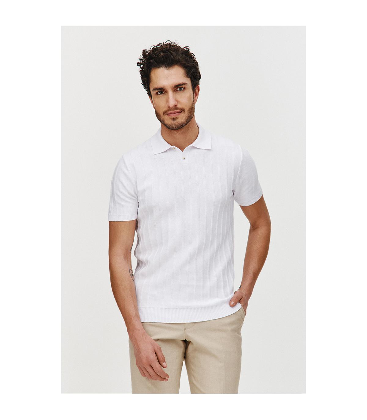 POLO DZIANINOWE STRIS BIAŁE