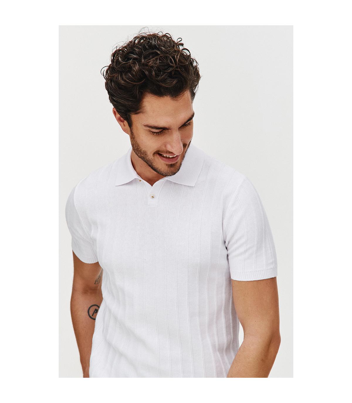 POLO DZIANINOWE STRIS BIAŁE