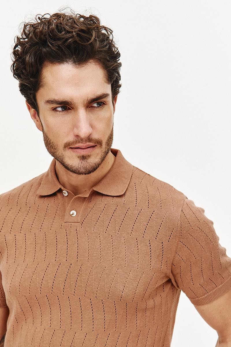 POLO DZIANINOWE HOLE CIEMNY BEŻ