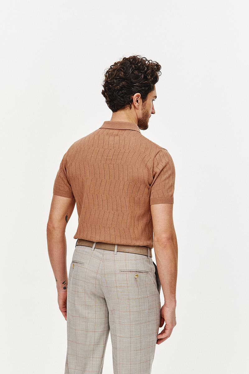 POLO DZIANINOWE HOLE CIEMNY BEŻ