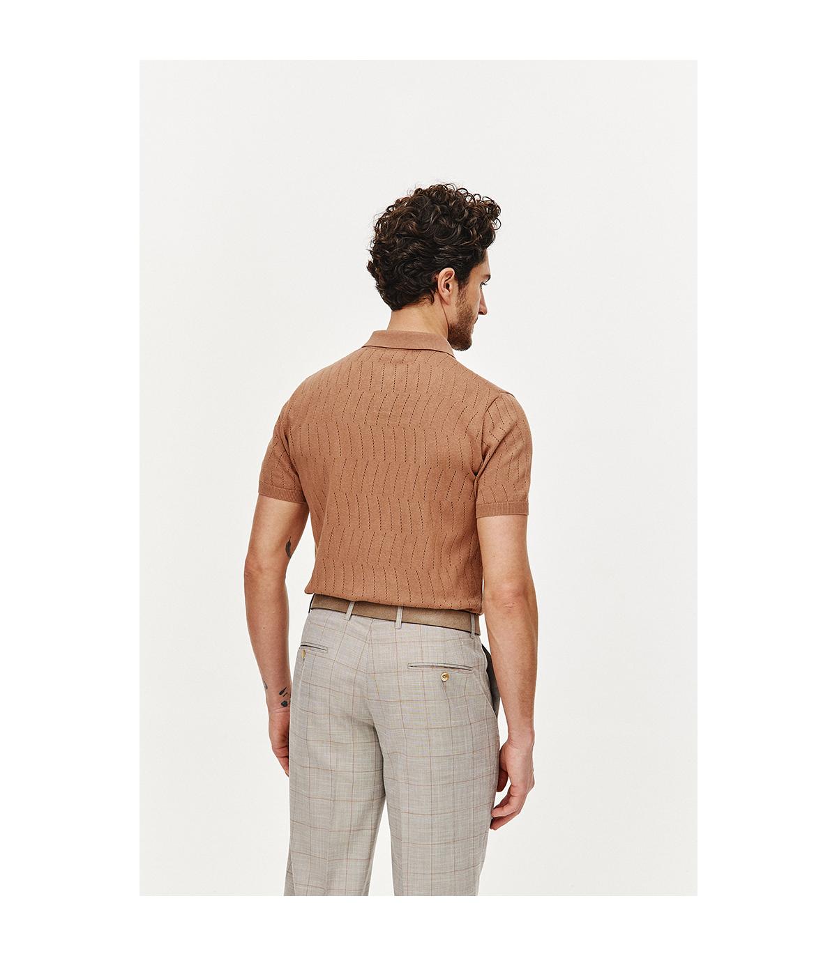 POLO DZIANINOWE HOLE CIEMNY BEŻ