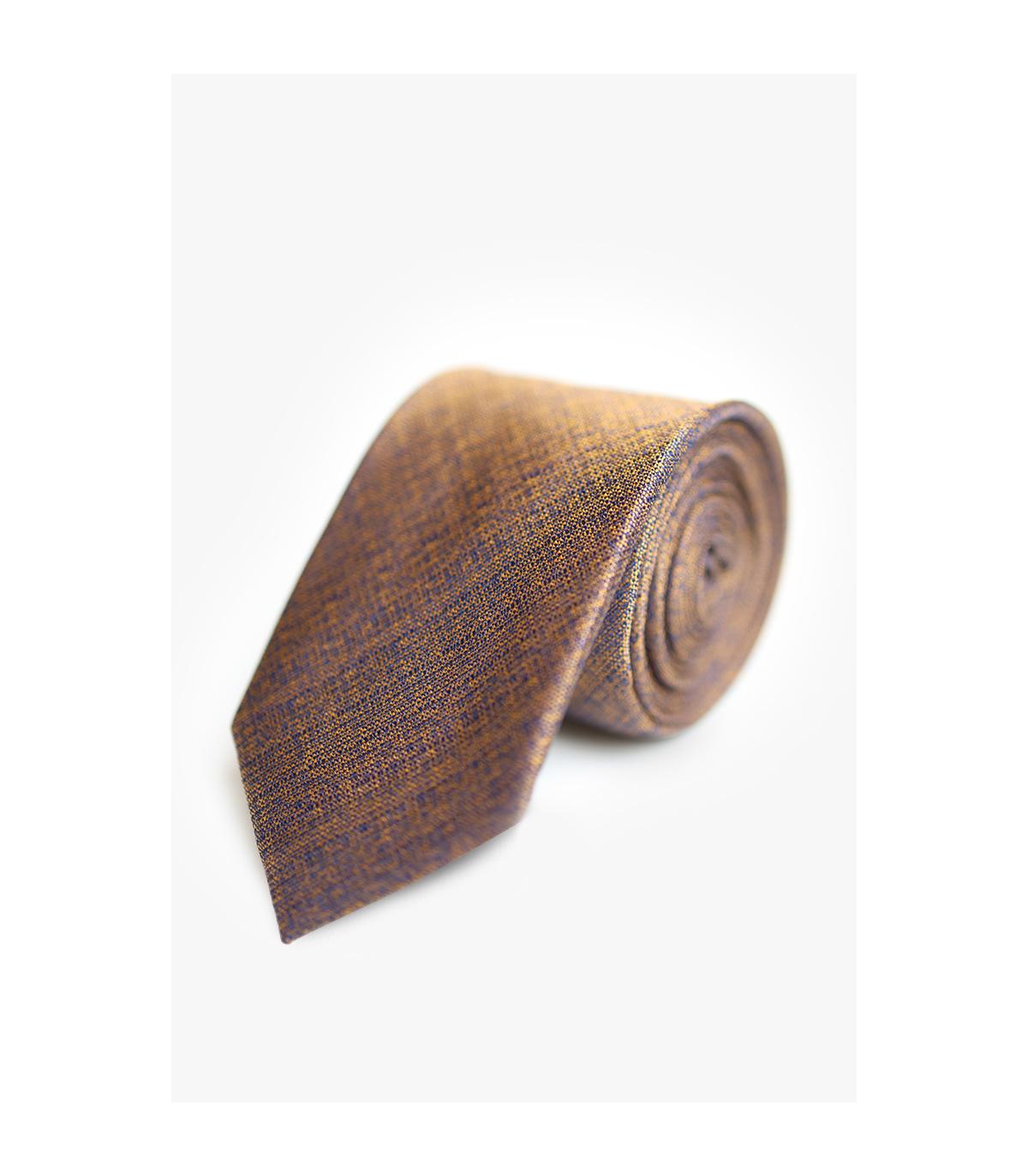 KRAWAT PRESTIGE BRĄZOWY FAKTURA