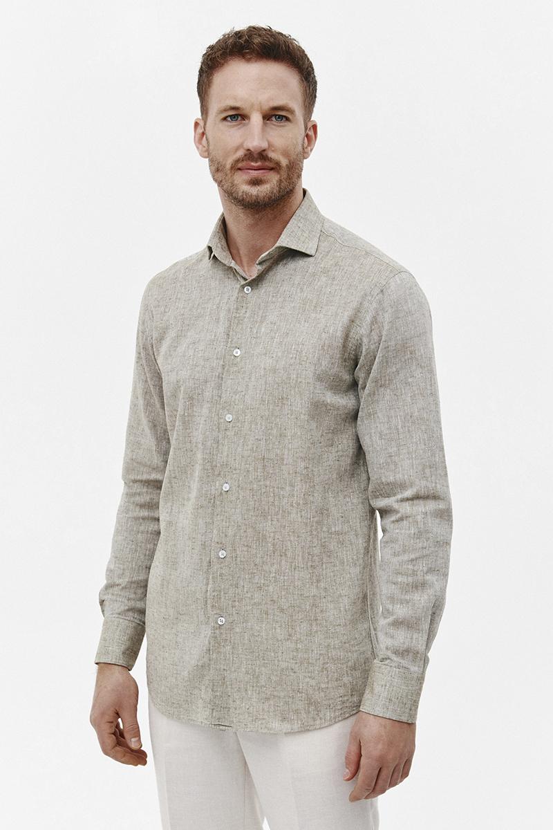 KHAKI KOSZULA MĘSKA LETO CLASSIC