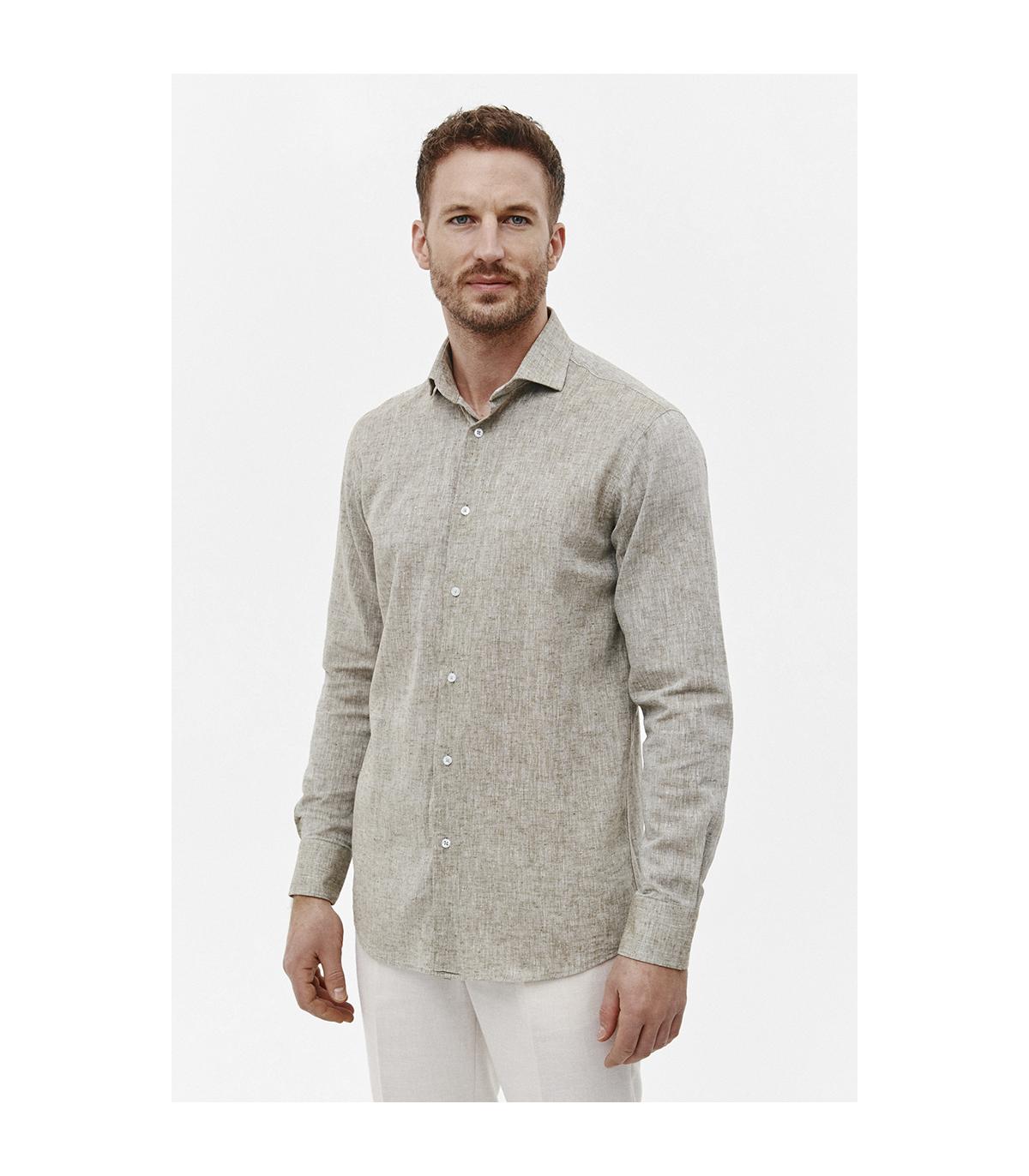 KHAKI KOSZULA MĘSKA LETO CLASSIC