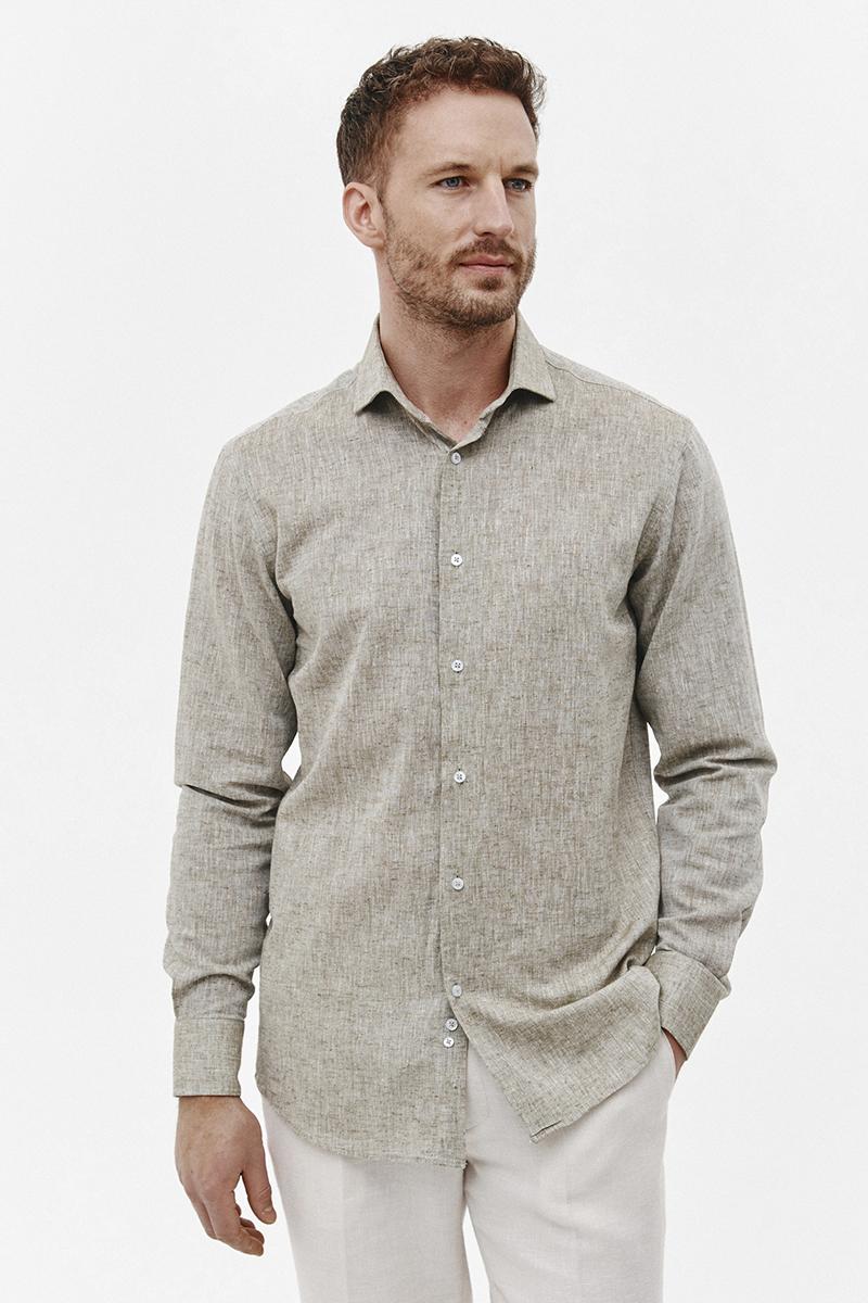 KHAKI KOSZULA MĘSKA LETO CLASSIC