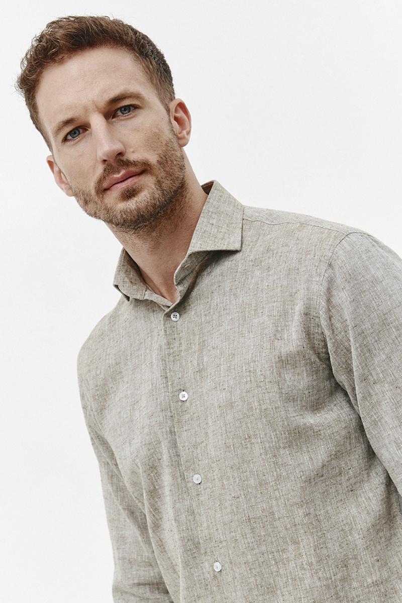 KHAKI KOSZULA MĘSKA LETO CLASSIC