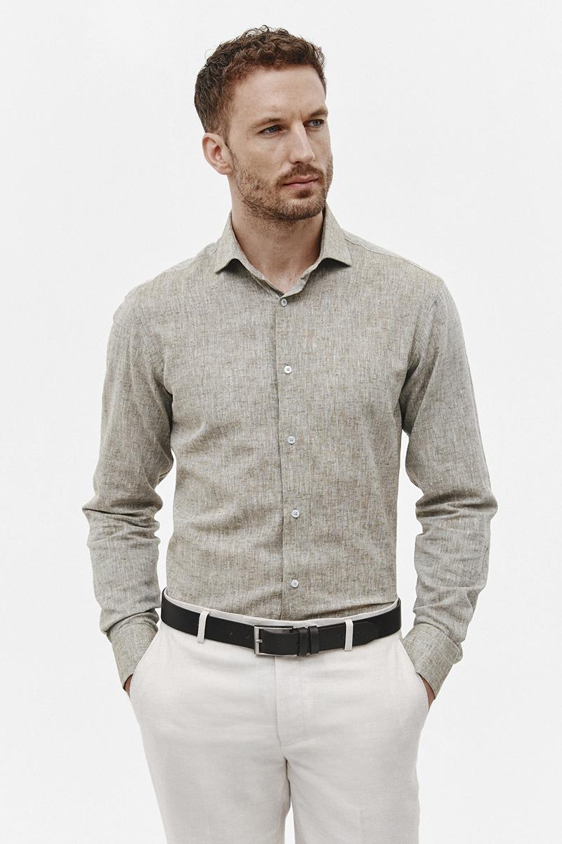 KHAKI KOSZULA MĘSKA LETO CLASSIC