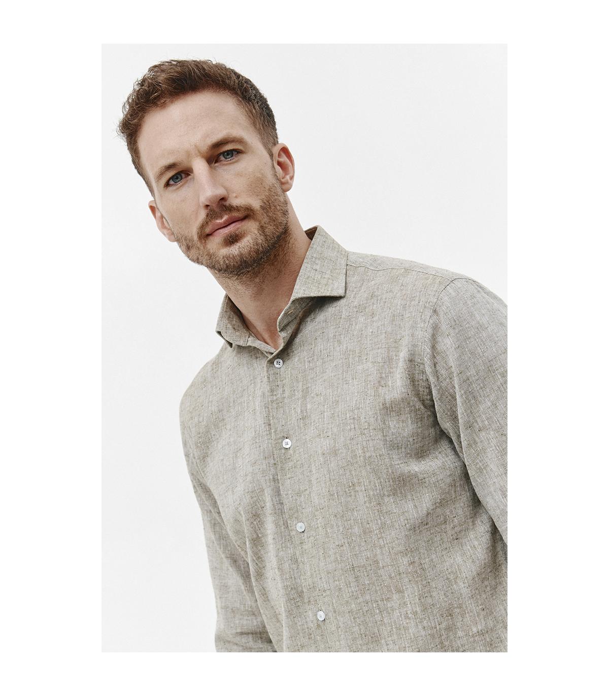 KHAKI KOSZULA MĘSKA LETO SLIM