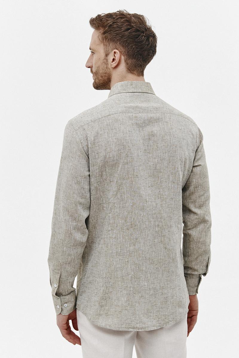 KHAKI KOSZULA MĘSKA LETO SLIM