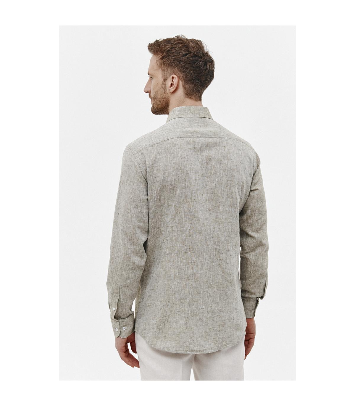 KHAKI KOSZULA MĘSKA LETO SLIM